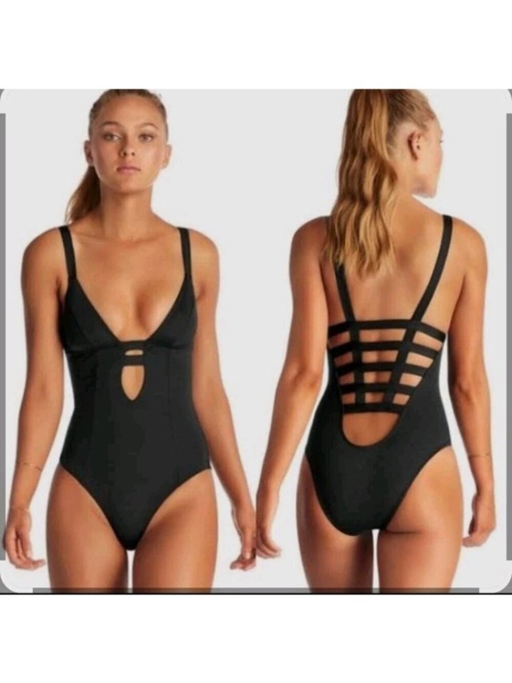 Vitamin A EcoLux Navy Blue Cutout One Piece Swimsuit NWT Size S/6 Sustainable
